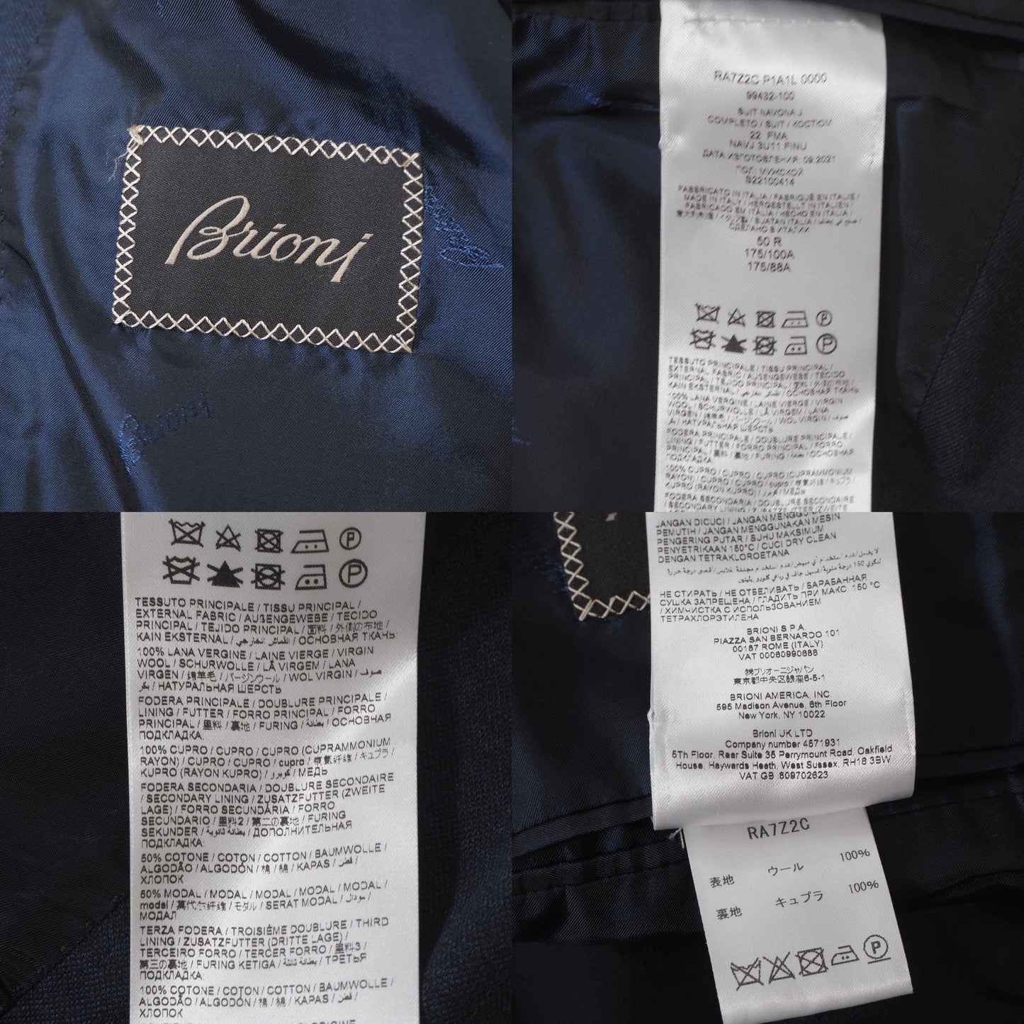 美品 ブリオーニ Brioni イタリア製 ウール ストレッチ スーツ ジャケット パンツ 50 ネイビー メンズ 正規品 6-YB044