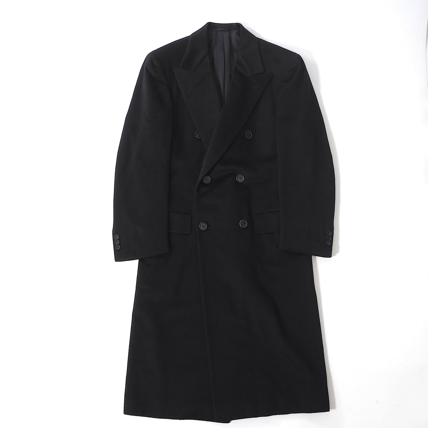 美品 ブリオーニ Brioni イタリア製 ピュアカシミヤ ダブルブレスト コート 44 M相当 ブラック メンズ 正規品 6-YB046