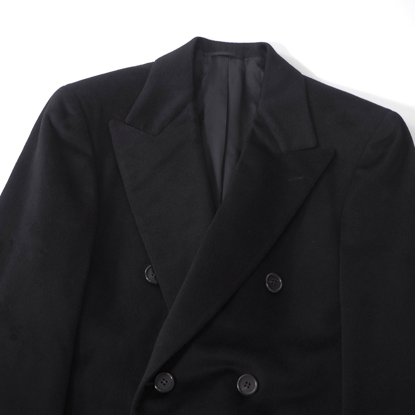 美品 ブリオーニ Brioni イタリア製 ピュアカシミヤ ダブルブレスト コート 44 M相当 ブラック メンズ 正規品 6-YB046