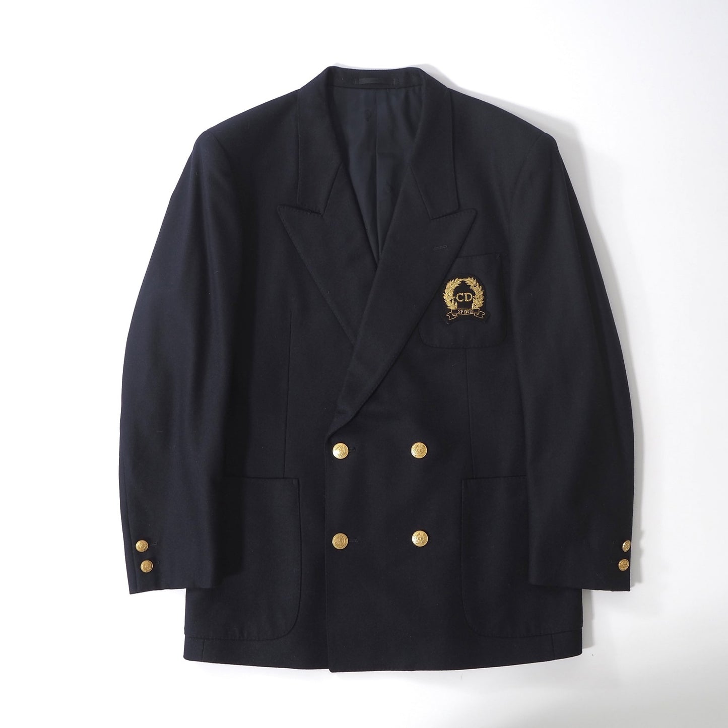 美品 クリスチャンディオール Christian Dior ヴィンテージ ダブルブレスト ジャケット ブレザー M ネイビー メンズ 正規品 6-YC002