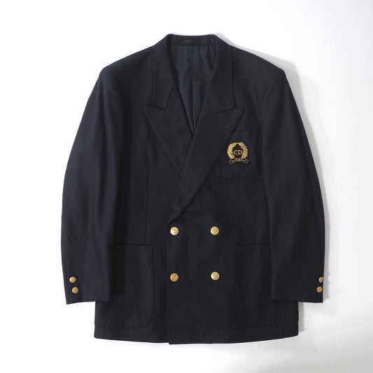 美品 クリスチャンディオール Christian Dior ヴィンテージ ダブルブレスト ジャケット ブレザー M ネイビー メンズ 正規品 6-YC002