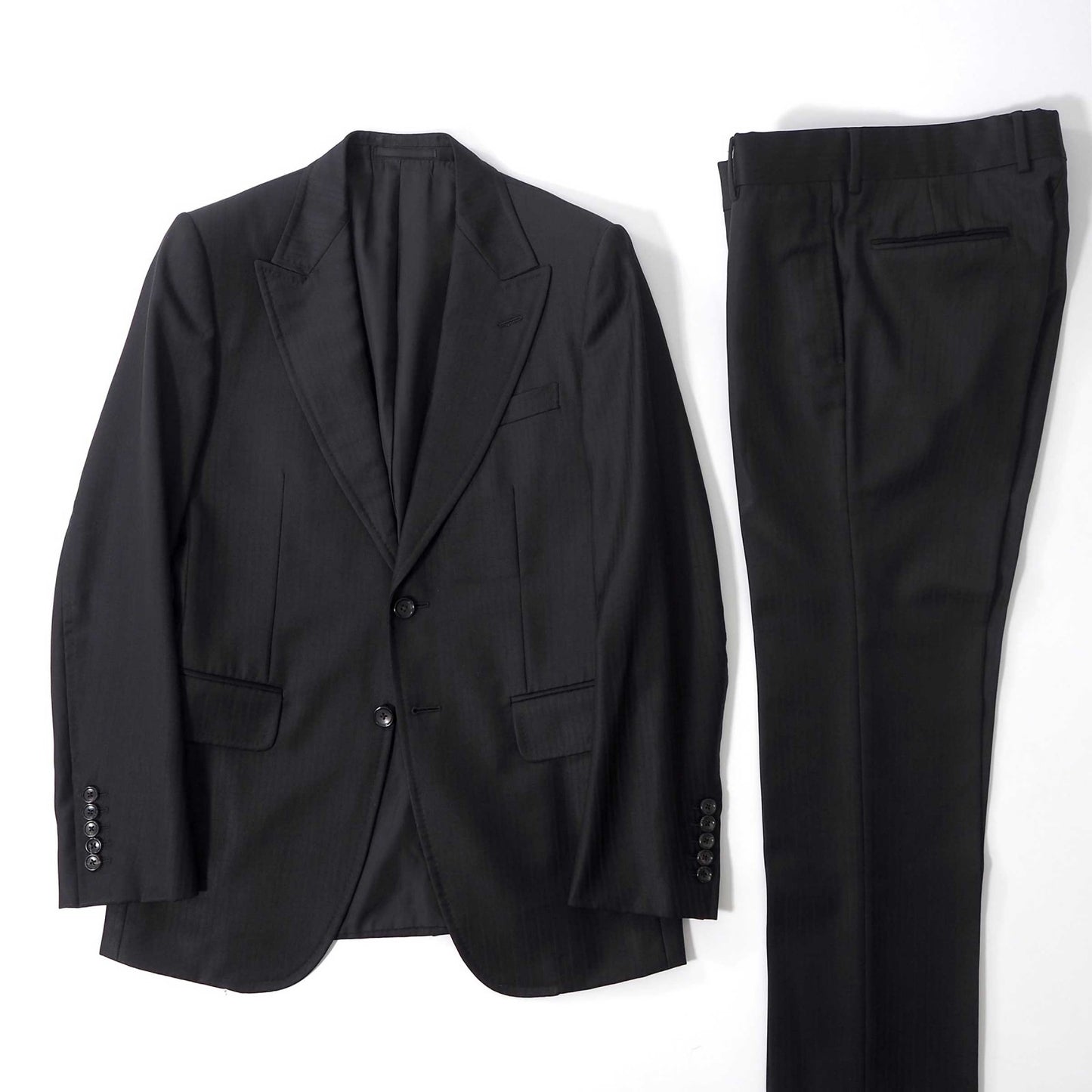 グッチ GUCCI トムフォード期 ウール スーツ ジャケット パンツ 46 ブラック シャドーストライプ メンズ 正規品 6-YC003