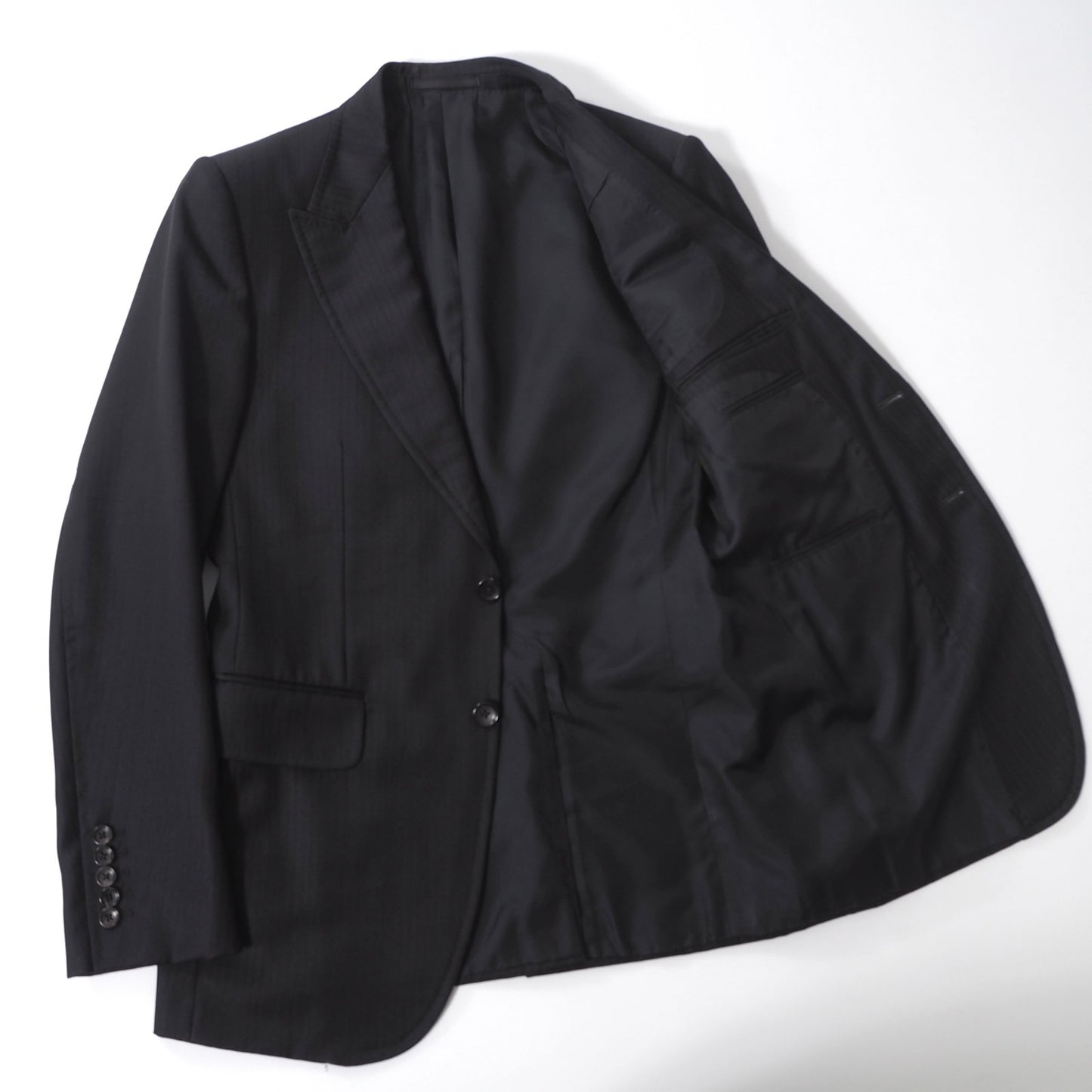 グッチ GUCCI トムフォード期 ウール スーツ ジャケット パンツ 46 ブラック シャドーストライプ メンズ 正規品 6-YC003