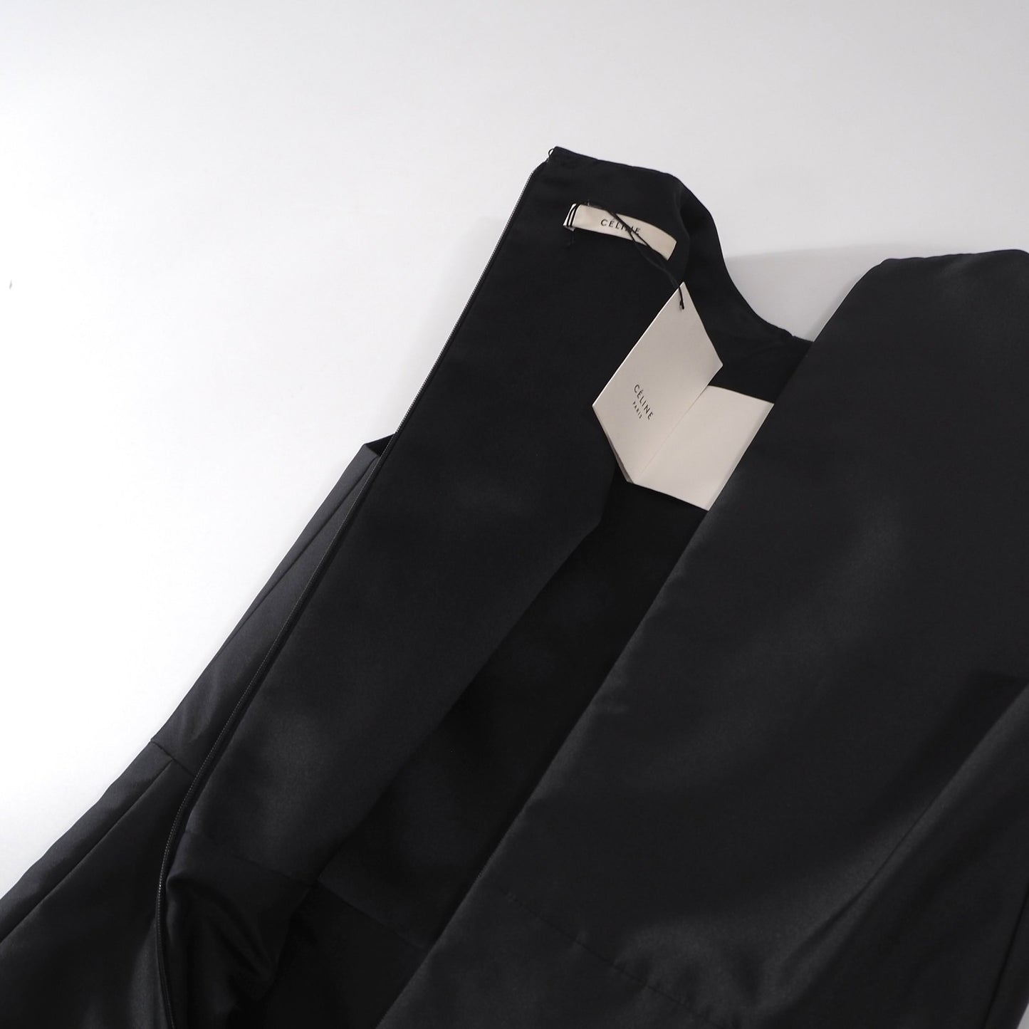 未使用 セリーヌ CELINE フィービー期 シルク混 ノースリーブ ワンピース 36 ダークグレー レディース 正規品 6-YC005