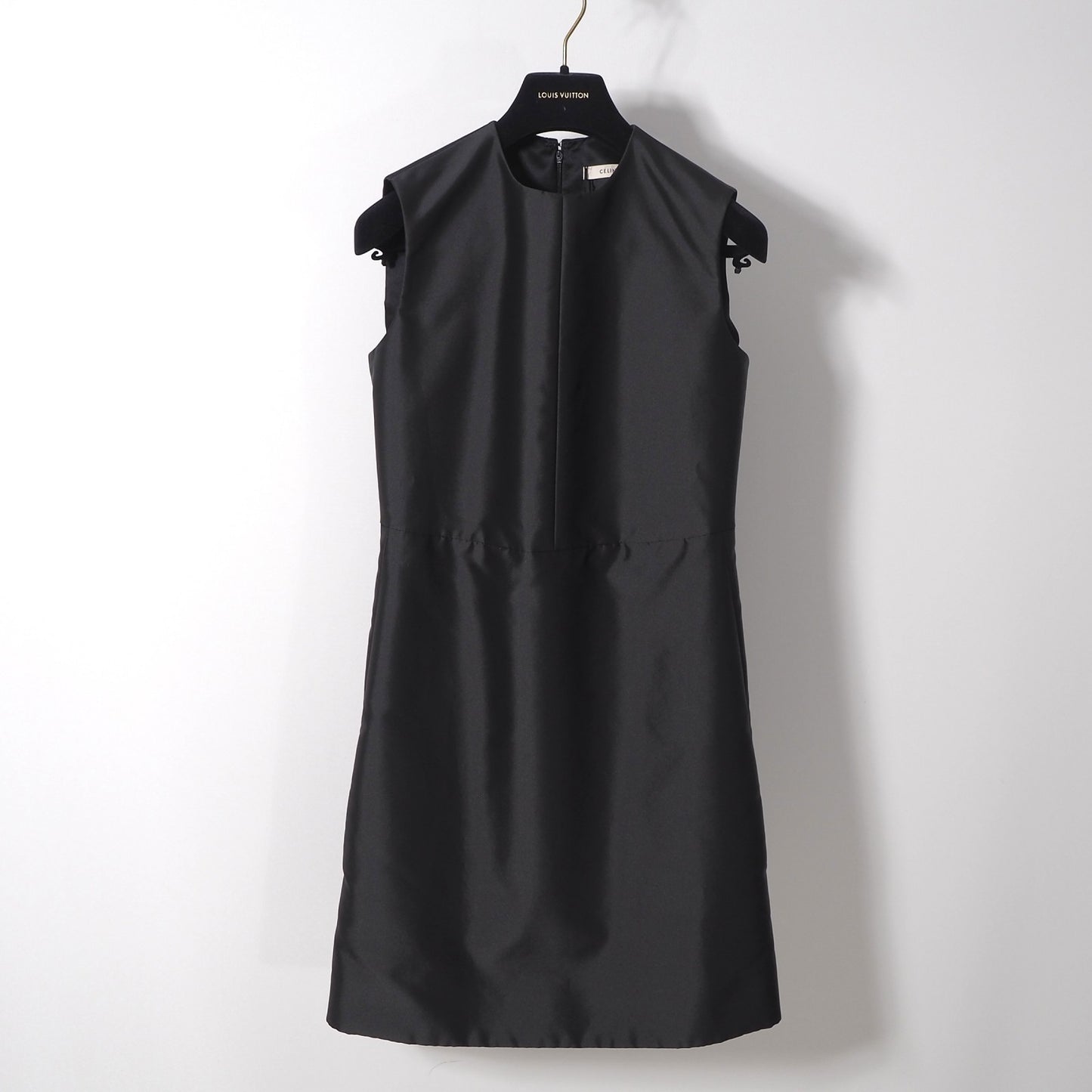 未使用 セリーヌ CELINE フィービー期 シルク混 ノースリーブ ワンピース 36 ダークグレー レディース 正規品 6-YC005