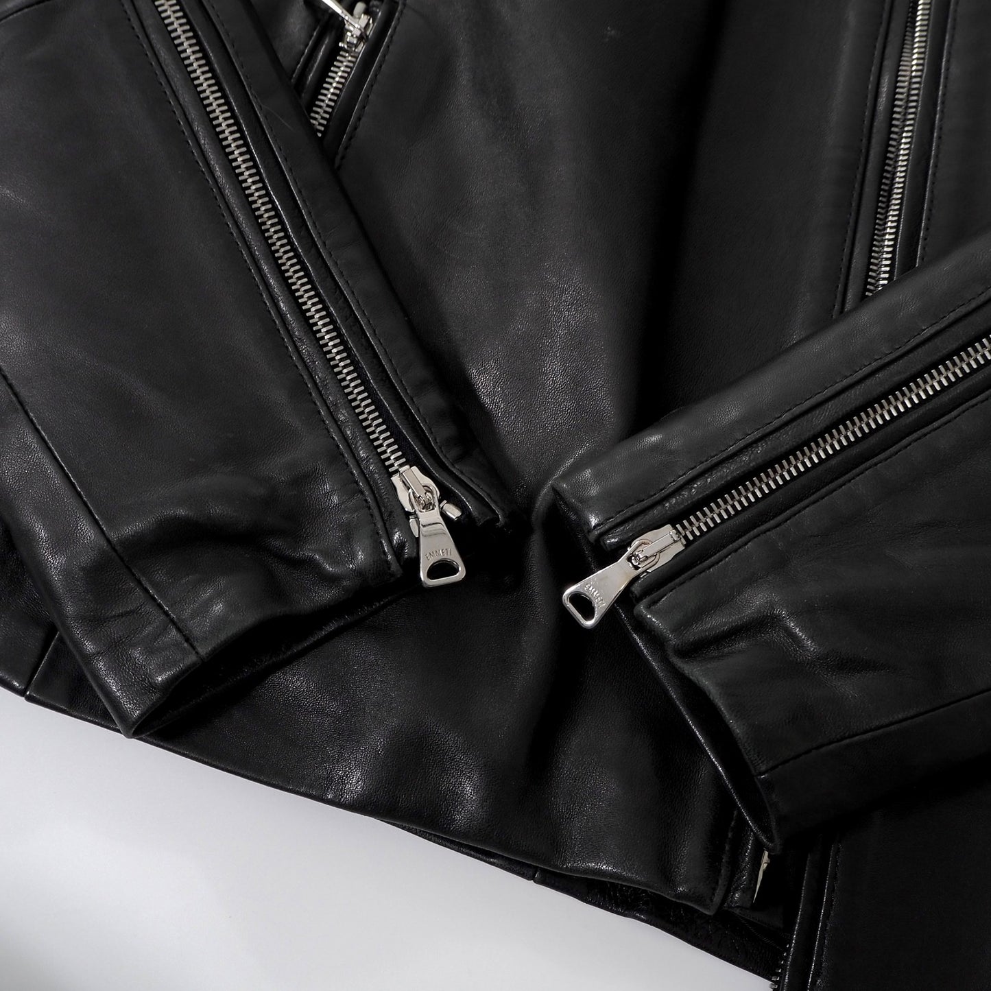 エンメティ EMMETI イタリア製 ラムレザー ライダース ジャケット 46 ブラック メンズ 正規品 6-YC006