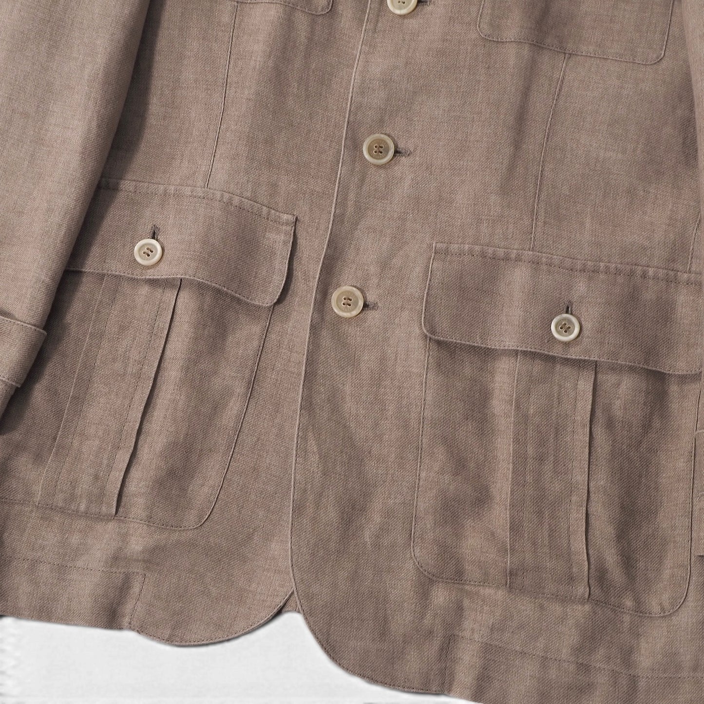 ブルネロクチネリ BRUNELLO CUCINELLI イタリア製 リネン サファリジャケット 46 ブラウン メンズ 正規品 6-YD046