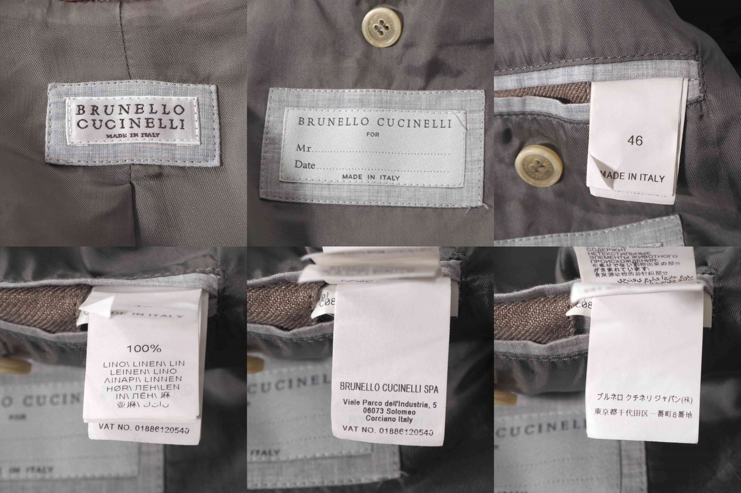 ブルネロクチネリ BRUNELLO CUCINELLI イタリア製 リネン サファリジャケット 46 ブラウン メンズ 正規品 6-YD046