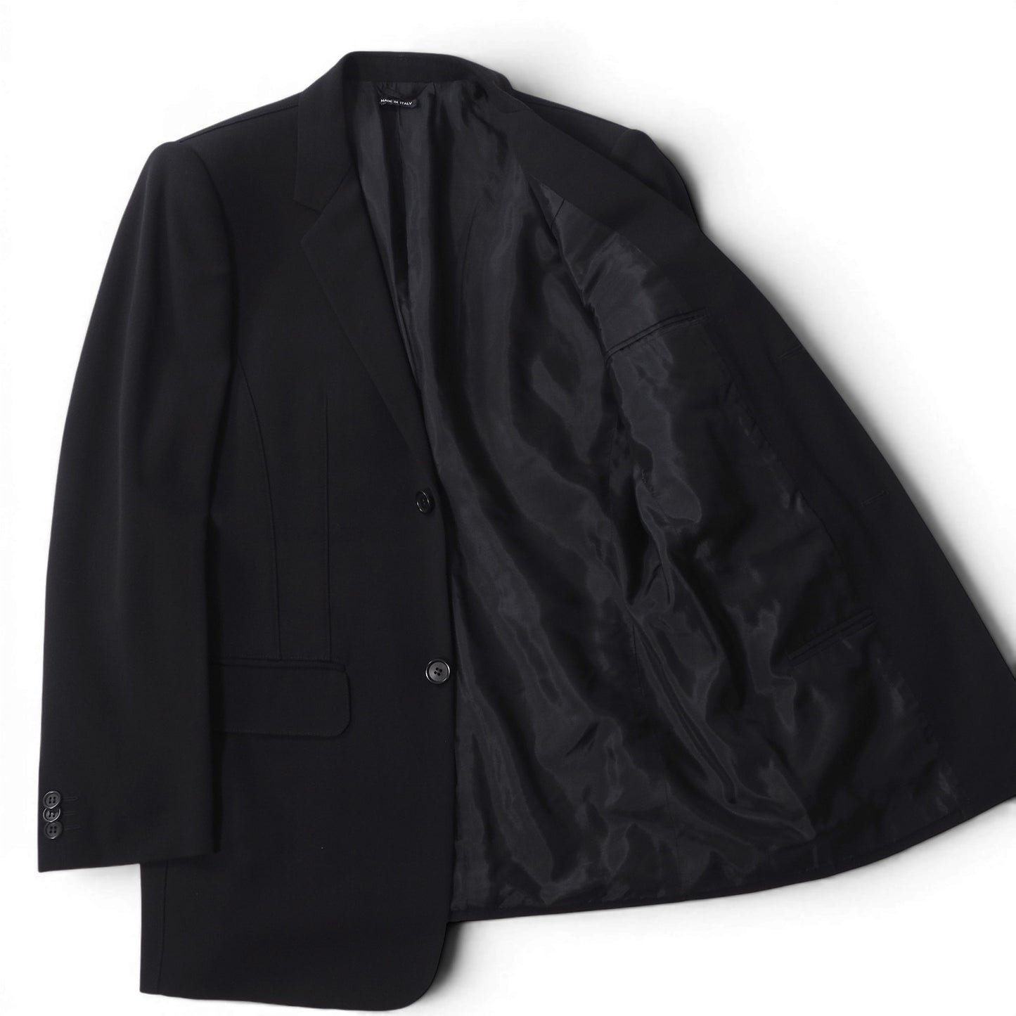 美品 ジョルジオアルマーニ GIORGIO ARMANI 黒タグ ストレッチ ドレススーツ 46 ブラック メンズ 正規品 6-YD048