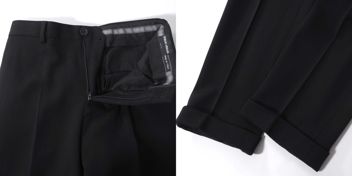 美品 ジョルジオアルマーニ GIORGIO ARMANI 黒タグ ストレッチ ドレススーツ 46 ブラック メンズ 正規品 6-YD048