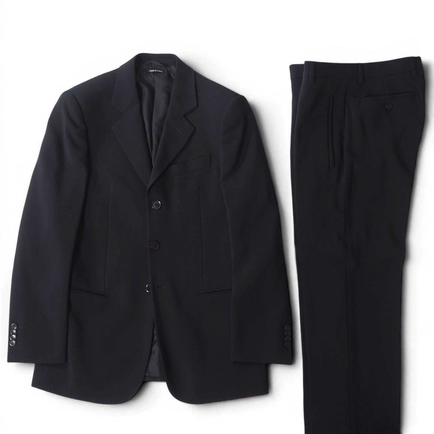 美品 ジョルジオアルマーニ GIORGIO ARMANI 黒タグ ストレッチ スーツ ジャケット パンツ 46 ブラック メンズ 正規品 6-YD049