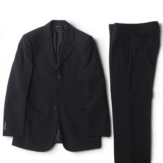 美品 ジョルジオアルマーニ GIORGIO ARMANI 黒タグ ストレッチ スーツ ジャケット パンツ 46 ブラック メンズ 正規品 6-YD049