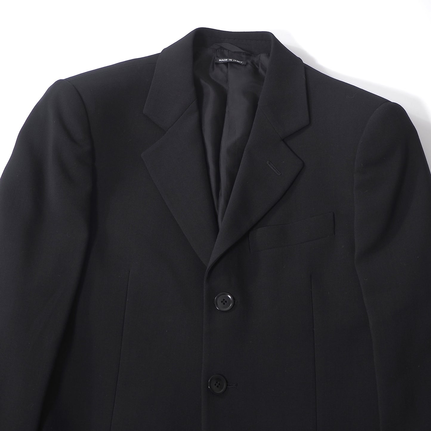 美品 ジョルジオアルマーニ GIORGIO ARMANI 黒タグ ストレッチ スーツ ジャケット パンツ 46 ブラック メンズ 正規品 6-YD049