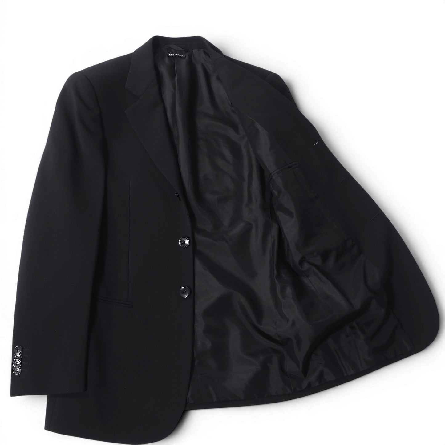 美品 ジョルジオアルマーニ GIORGIO ARMANI 黒タグ ストレッチ スーツ ジャケット パンツ 46 ブラック メンズ 正規品 6-YD049