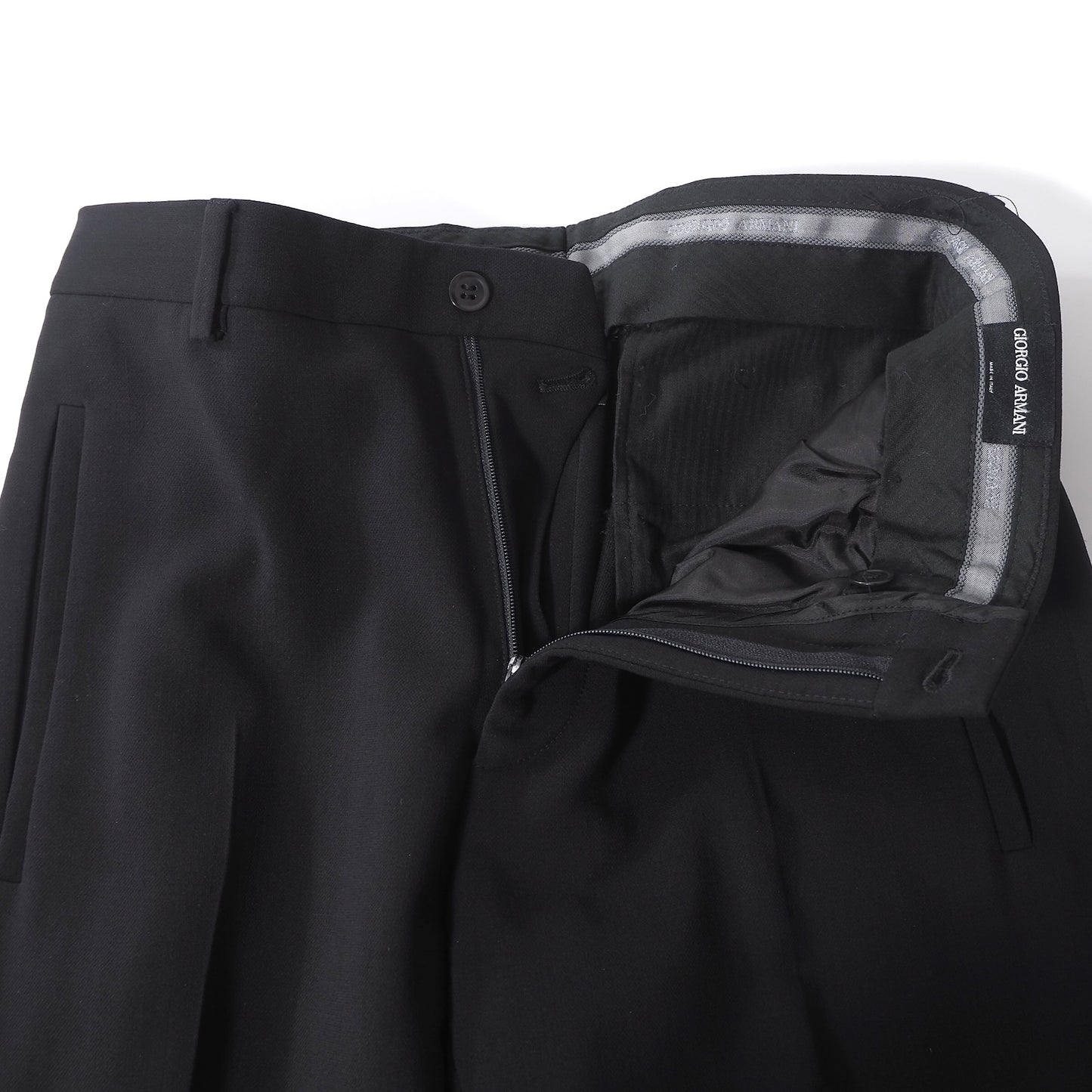 美品 ジョルジオアルマーニ GIORGIO ARMANI 黒タグ ストレッチ スーツ ジャケット パンツ 46 ブラック メンズ 正規品 6-YD049
