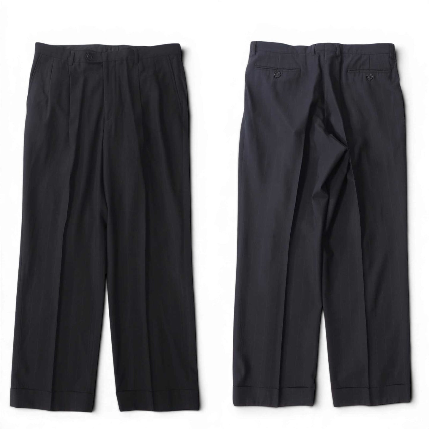 ジョルジオアルマーニ GIORGIO ARMANI 黒タグ ウール シルク ダブルブレスト スーツ ジャケット パンツ 54 ダークネイビー メンズ 正規品 6-YD052