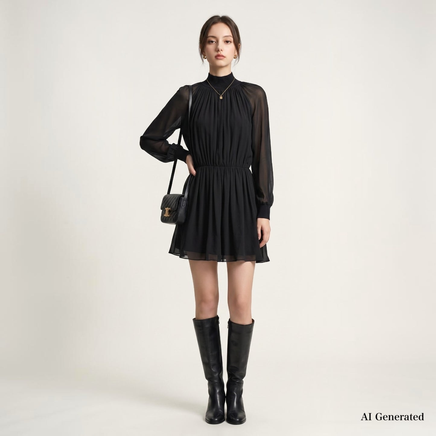 セリーヌ CELINE エディ期 シルク シアー ワンピース 34 ブラック レディース 正規品 6-YD055