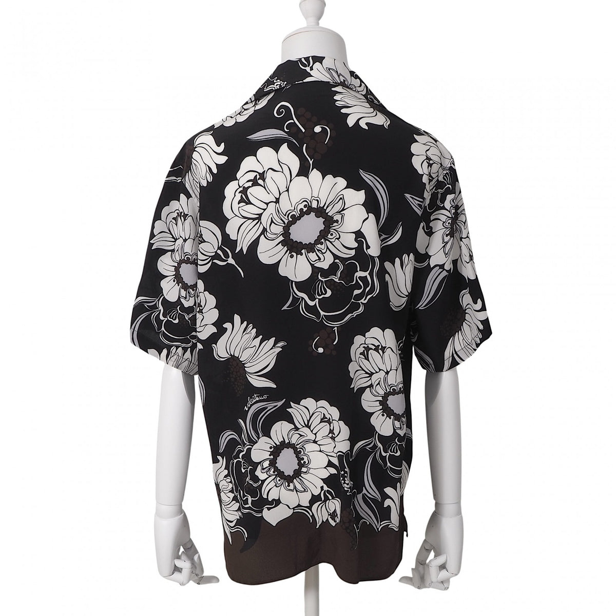 ヴァレンティノ VALENTINO 22SS シルク オープンカラー 半袖 シャツ 36 ブラウン 花柄 レディース 正規品 6-YD057