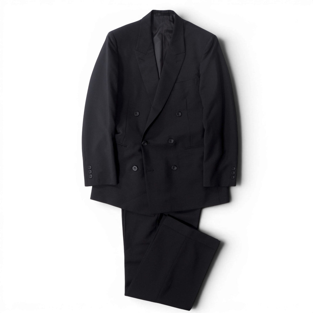 美品 クリスチャンディオール Christian Dior MONSIEUR ヴィンテージ ダブルブレスト スーツ ジャケット パンツ 94-82-175 ブラック メンズ 正規品 6-YD058