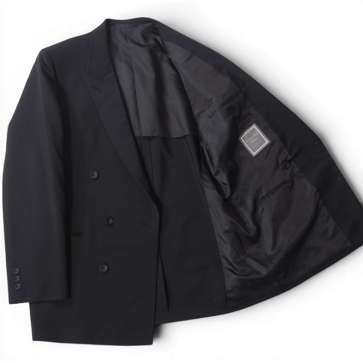 美品 クリスチャンディオール Christian Dior MONSIEUR ヴィンテージ ダブルブレスト スーツ ジャケット パンツ 94-82-175 ブラック メンズ 正規品 6-YD058