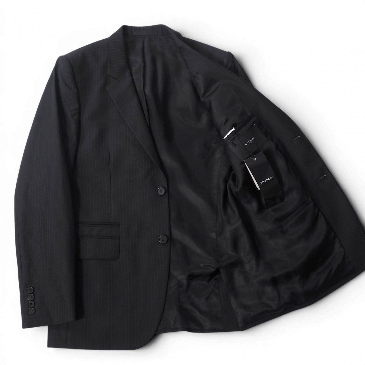 未使用 ジバンシー GIVENCHY ジバンシィ ティッシ期 スーツ ジャケット スラックス 46 ブラック シャドーストライプ メンズ 正規品 6-YD059