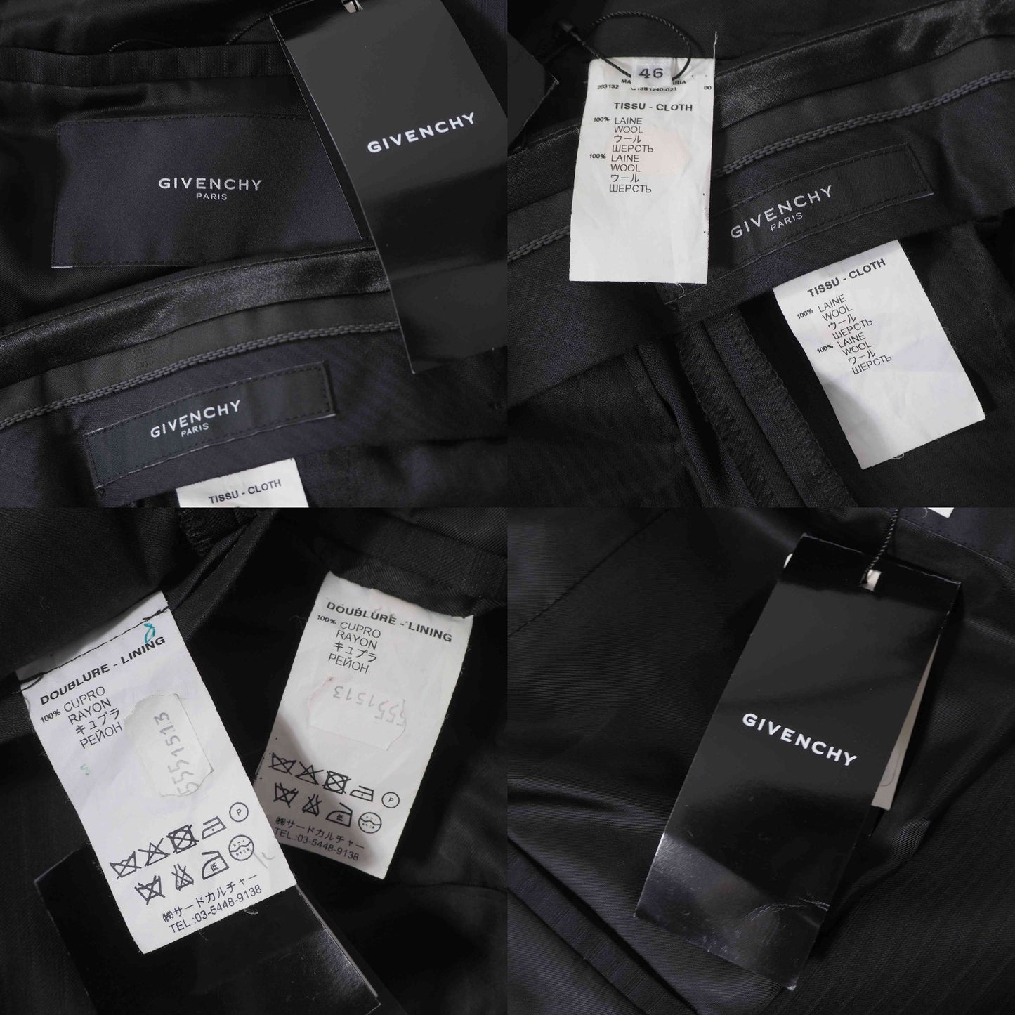 未使用 ジバンシー GIVENCHY ジバンシィ ティッシ期 スーツ ジャケット スラックス 46 ブラック シャドーストライプ メンズ 正規品 6-YD059