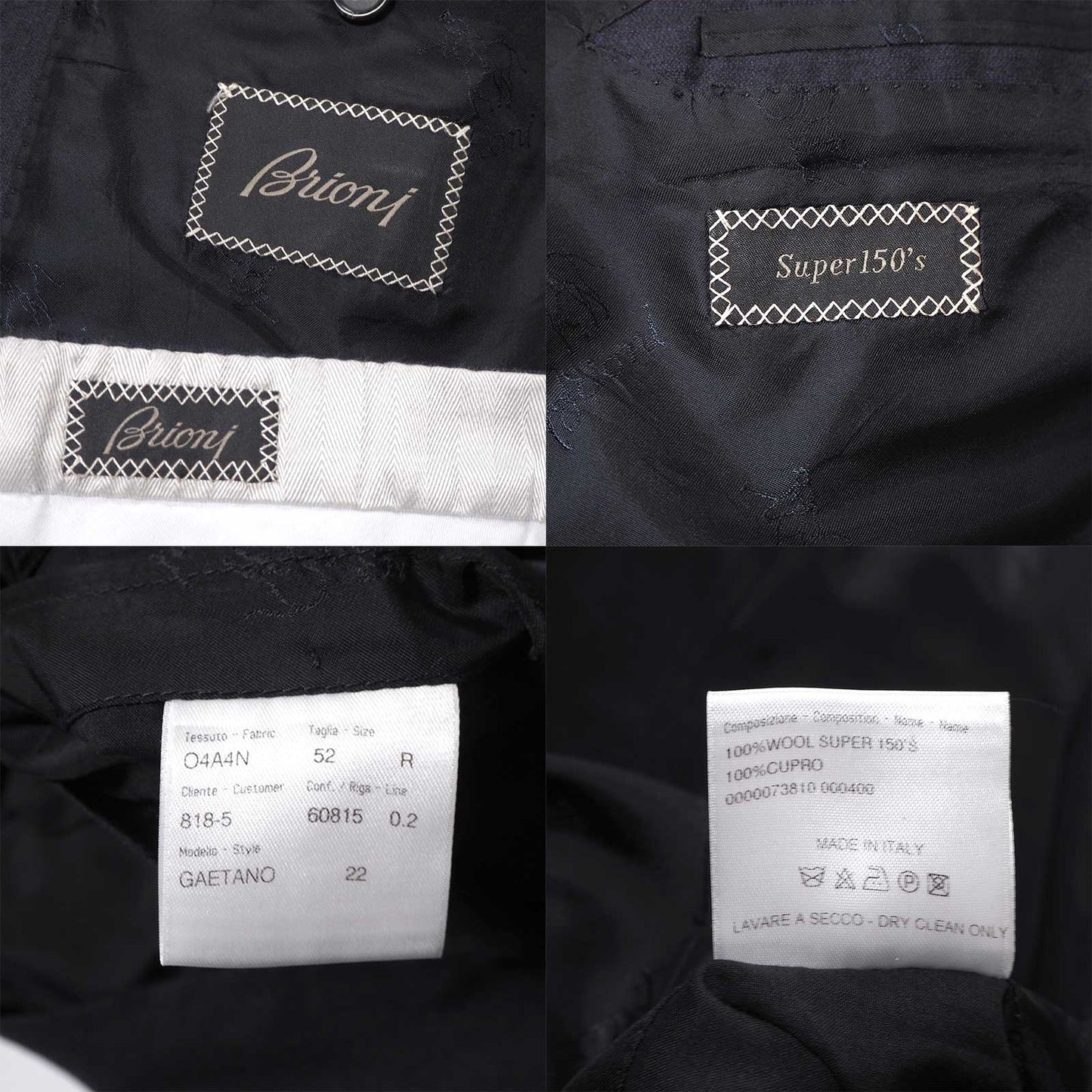 ブリオーニ Brioni イタリア製 Super150's ウール スーツ ジャケット パンツ 52 ネイビー メンズ 正規品 6-YE066