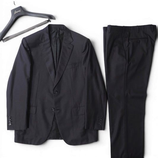 ブリオーニ Brioni イタリア製 Super150's ウール スーツ ジャケット パンツ 52 ネイビー メンズ 正規品 6-YE066