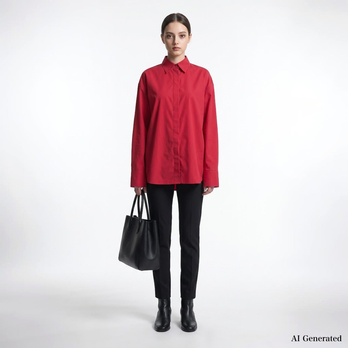 ヴァレンティノ VALENTINO 23AW オーバーサイズ 長袖 シャツ 36 レッド レディース 正規品 6-YE071