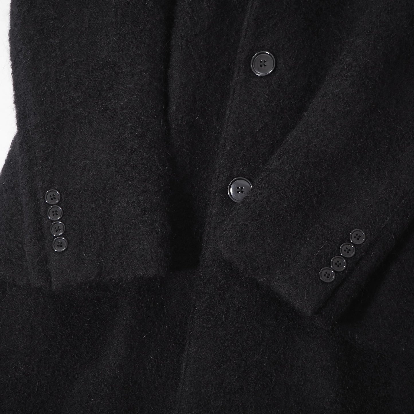 良品 ラルディーニ LARDINI イタリア製 ウール モヘア チェスターコートブートニエール付 46 ブラック メンズ 正規品 6-ZA008