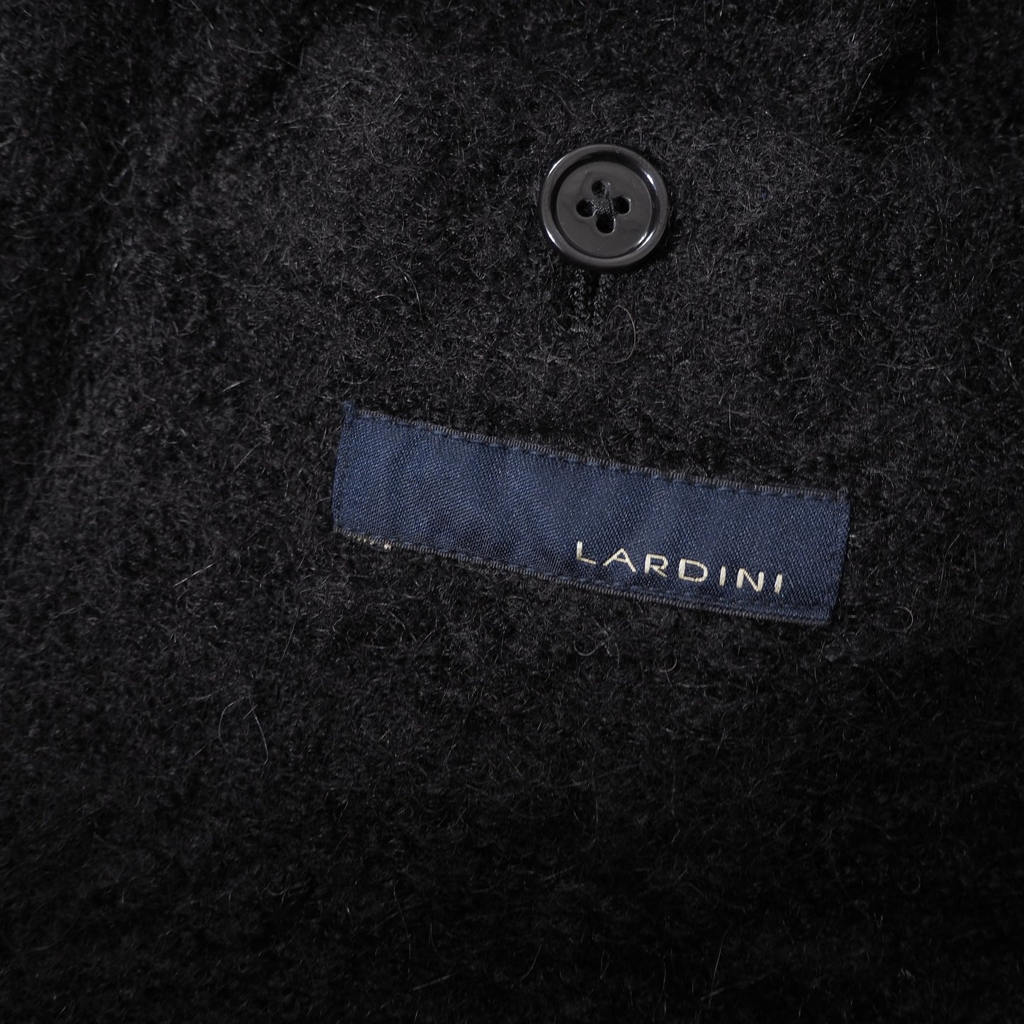 良品 ラルディーニ LARDINI イタリア製 ウール モヘア チェスターコートブートニエール付 46 ブラック メンズ 正規品 6-ZA008