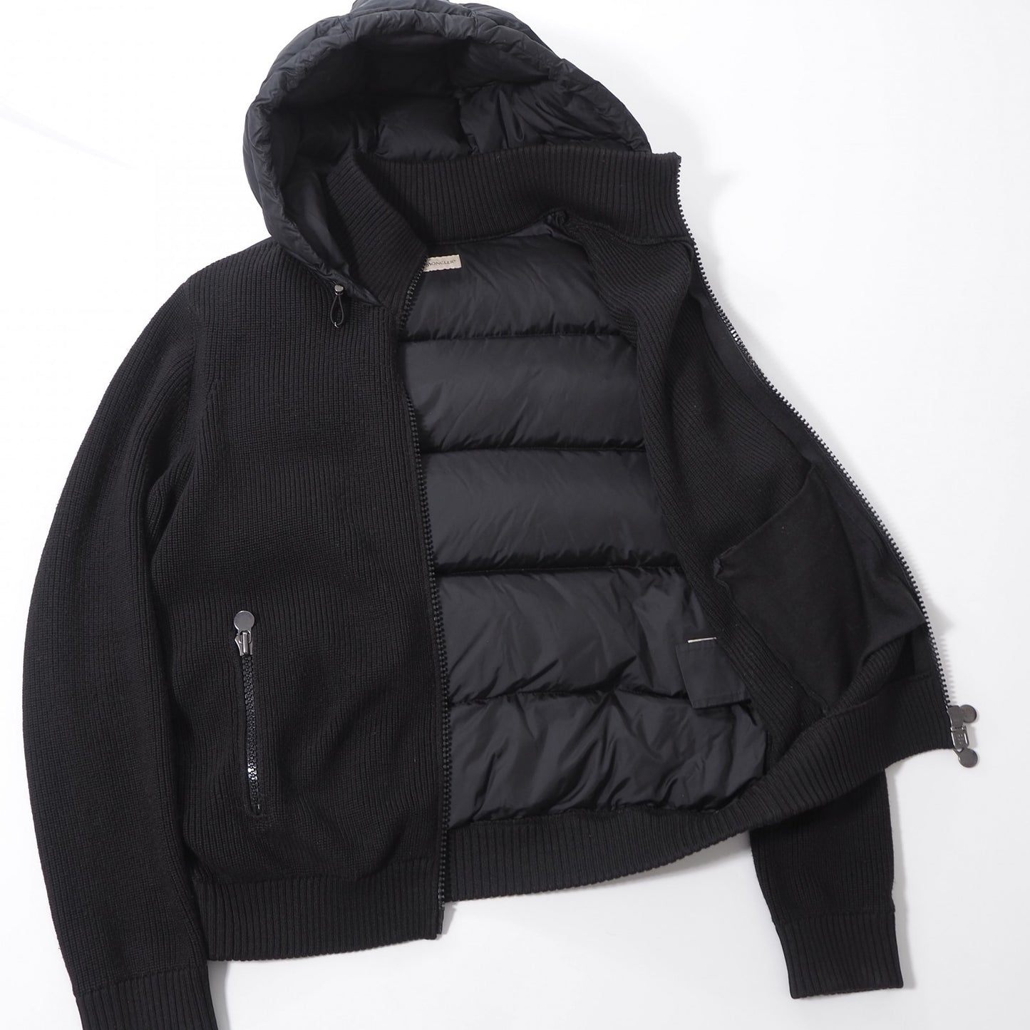 モンクレール MONCLER ハイブリッド ダウンジャケット ニット切替 L ブラック メンズ 正規品 6-ZA011