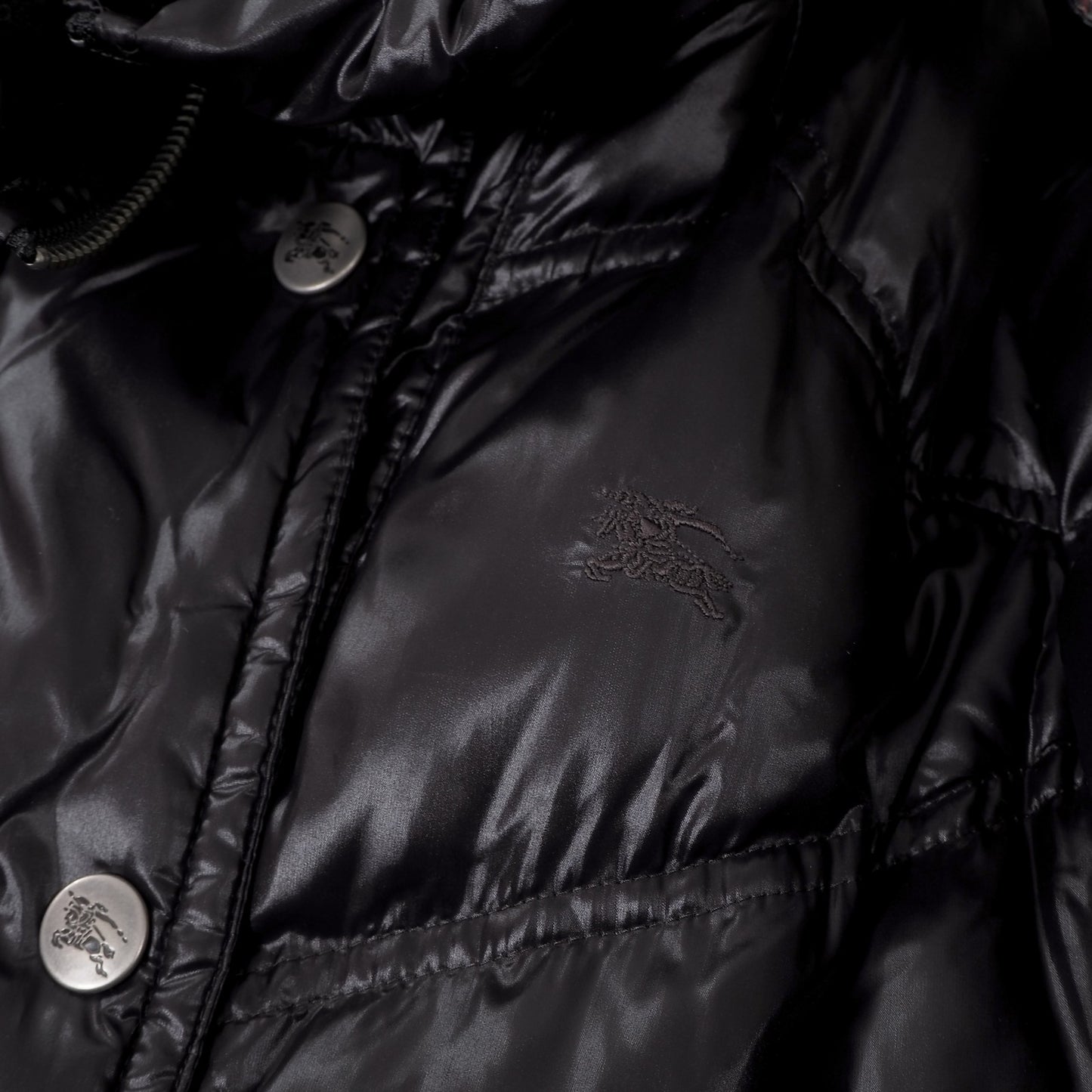 美品 バーバリー ブルーレーベル BURBERRY BLUE LABEL ラクーンファー ダウンコート 38 ブラック レディース 正規品 6-ZA012