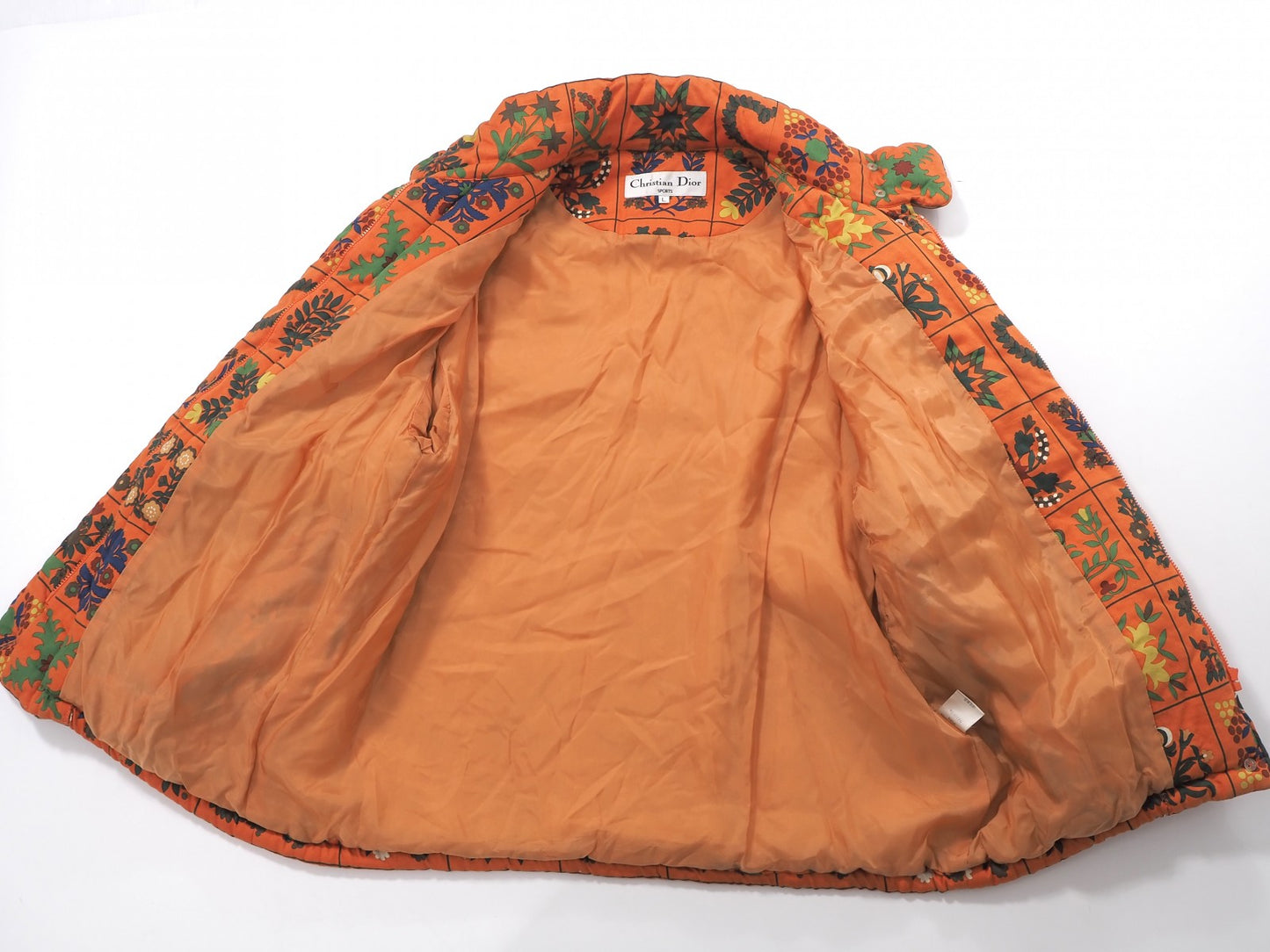 良品 クリスチャンディオール Christian Dior ヴィンテージ パデッド ジャケット 中綿 L オレンジ レディース 正規品 6-ZA014