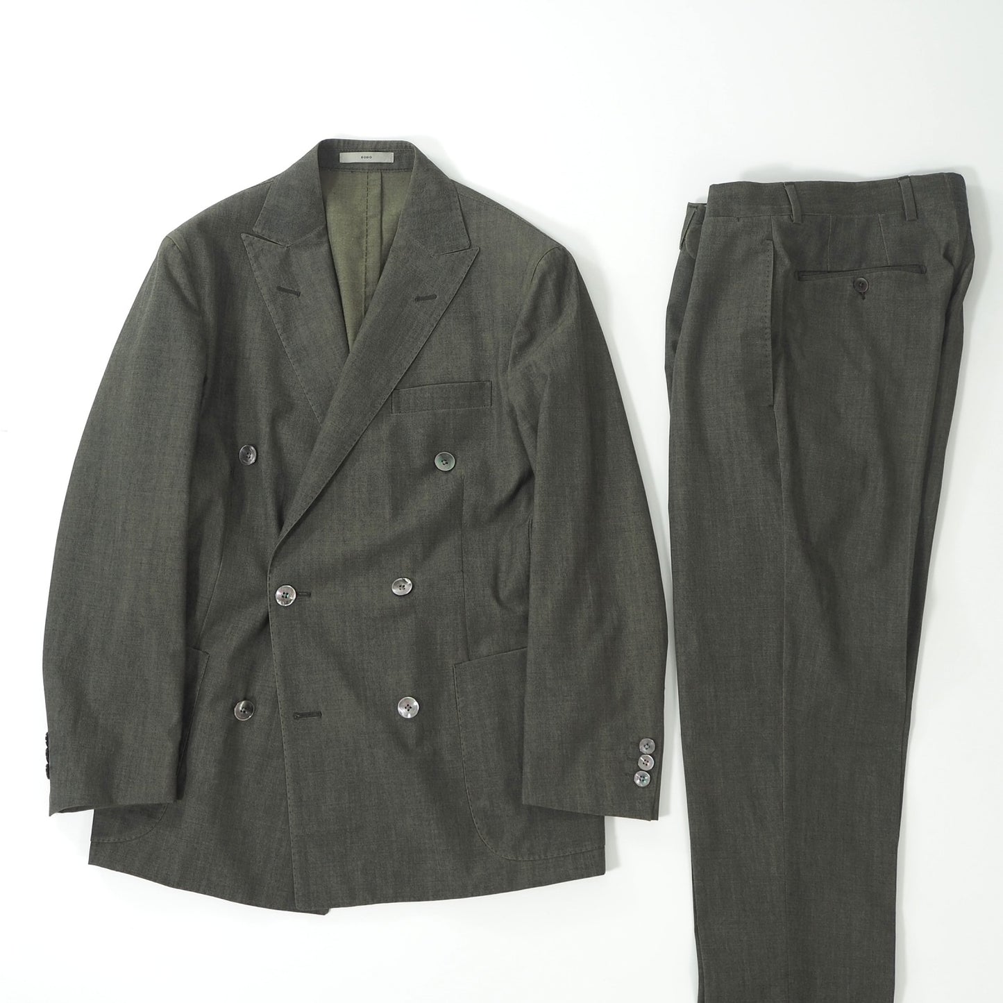 ボリオリ BOGLIOLI イタリア製 アンコン ダブルブレスト スーツ ジャケット パンツ 44 カーキ メンズ 正規品 6-ZA020