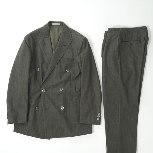 ボリオリ BOGLIOLI イタリア製 アンコン ダブルブレスト スーツ ジャケット パンツ 44 カーキ メンズ 正規品 6-ZA020