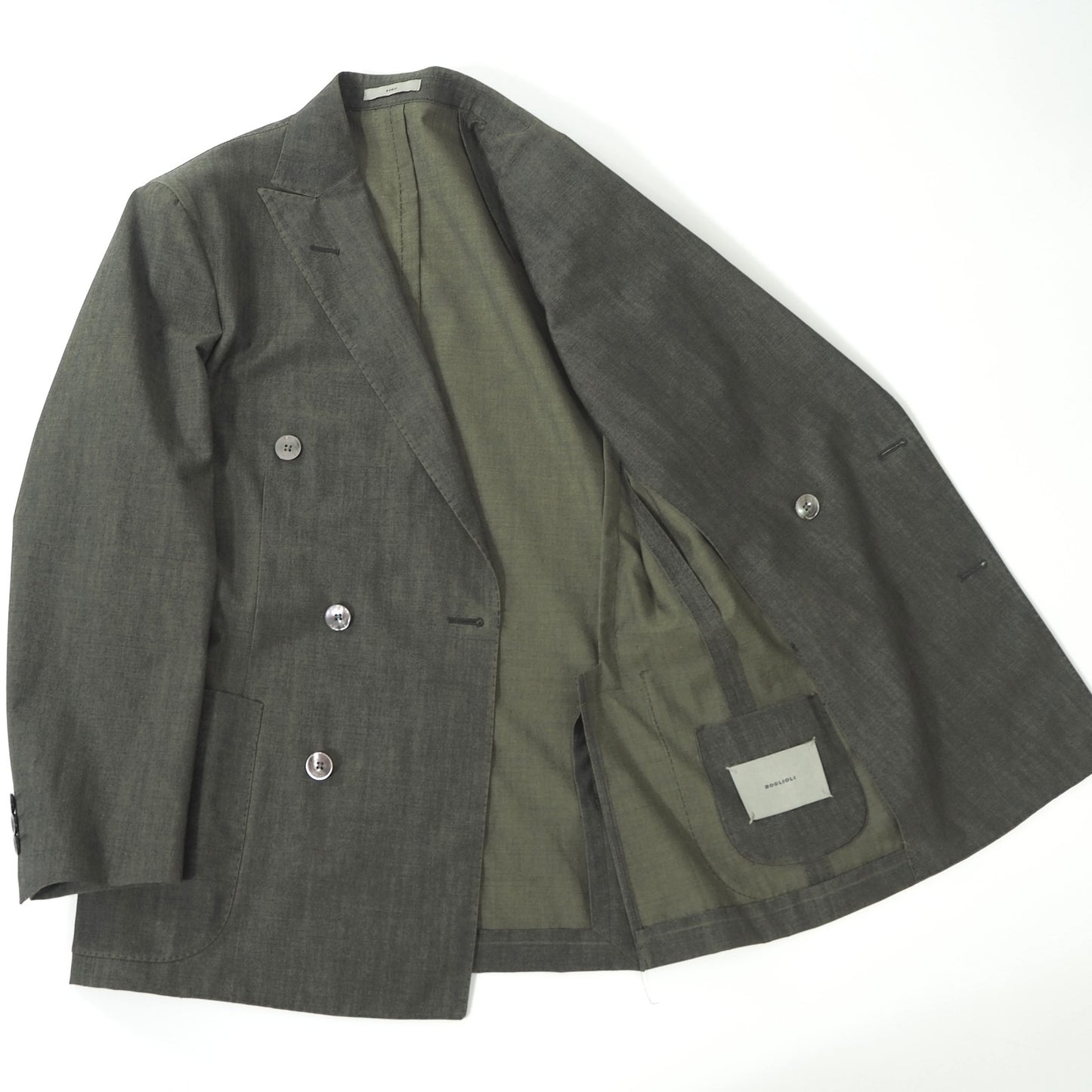 ボリオリ BOGLIOLI イタリア製 アンコン ダブルブレスト スーツ ジャケット パンツ 44 カーキ メンズ 正規品 6-ZA020