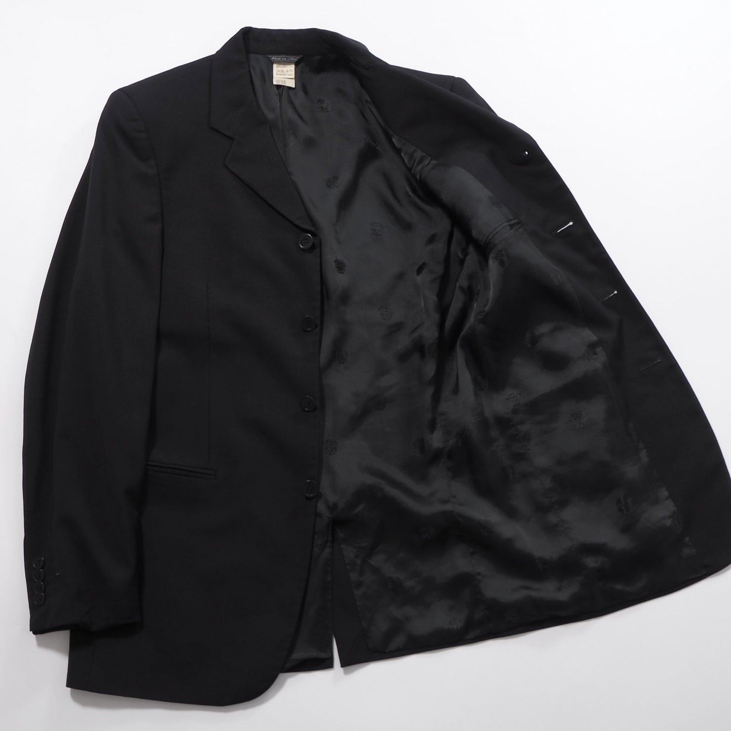 良品 ジャンニヴェルサーチ GIANNI VERSACE ヴィンテージ スーツ ジャケット パンツ 46 ブラック メンズ 正規品 6-ZA030