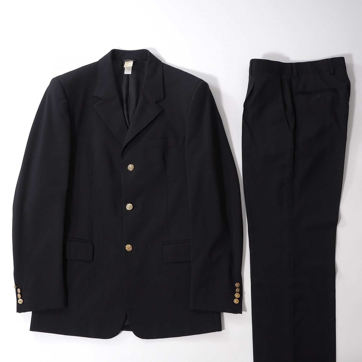 ジャンニヴェルサーチ GIANNI VERSACE ヴィンテージ 金ボタン メデューサ スーツ ジャケット パンツ 46 ブラック メンズ 正規品 6-ZA032