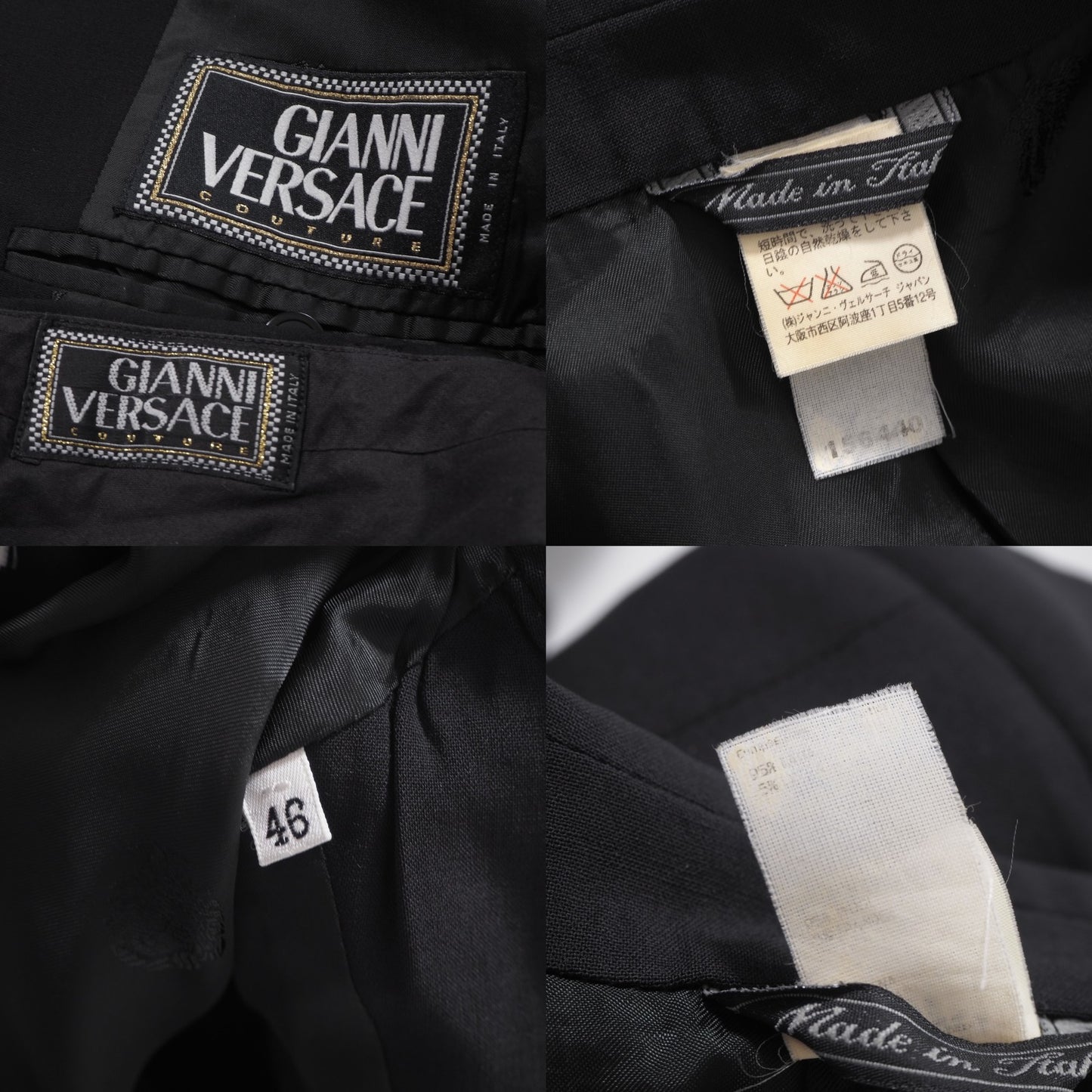 ジャンニヴェルサーチ GIANNI VERSACE ヴィンテージ 金ボタン メデューサ スーツ ジャケット パンツ 46 ブラック メンズ 正規品 6-ZA032