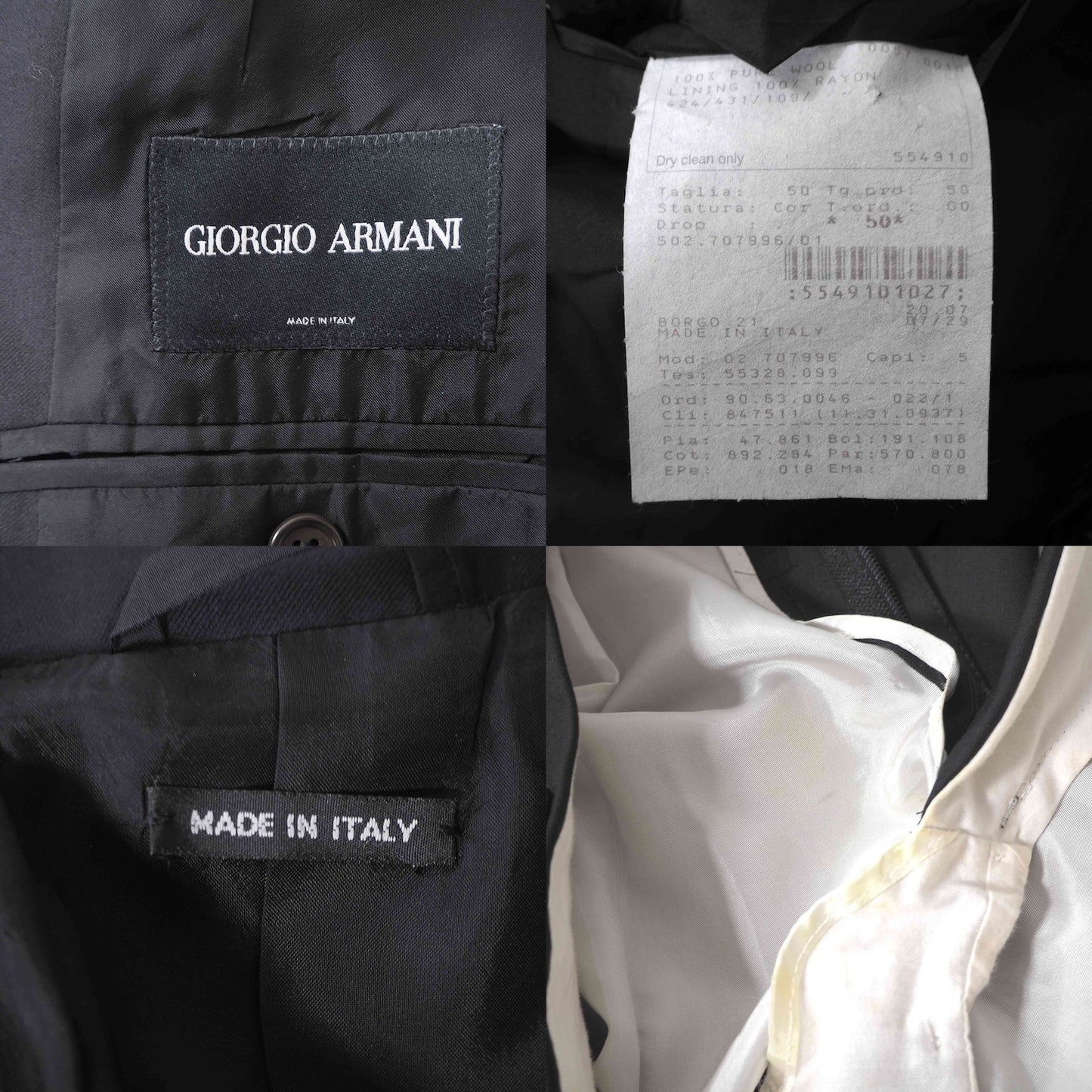 ジョルジオアルマーニ GIORGIO ARMANI 黒タグ スーツ ジャケット スラックス パンツ 50 ブラック メンズ 正規品 6-ZC003