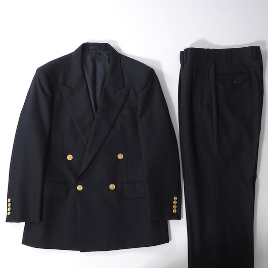 美品 バーバリー Burberrys’ ヴィンテージ 金ボタン ダブルブレストスーツ ジャケット スラックス 94-84-165 ネイビー メンズ 正規品 6-ZC004