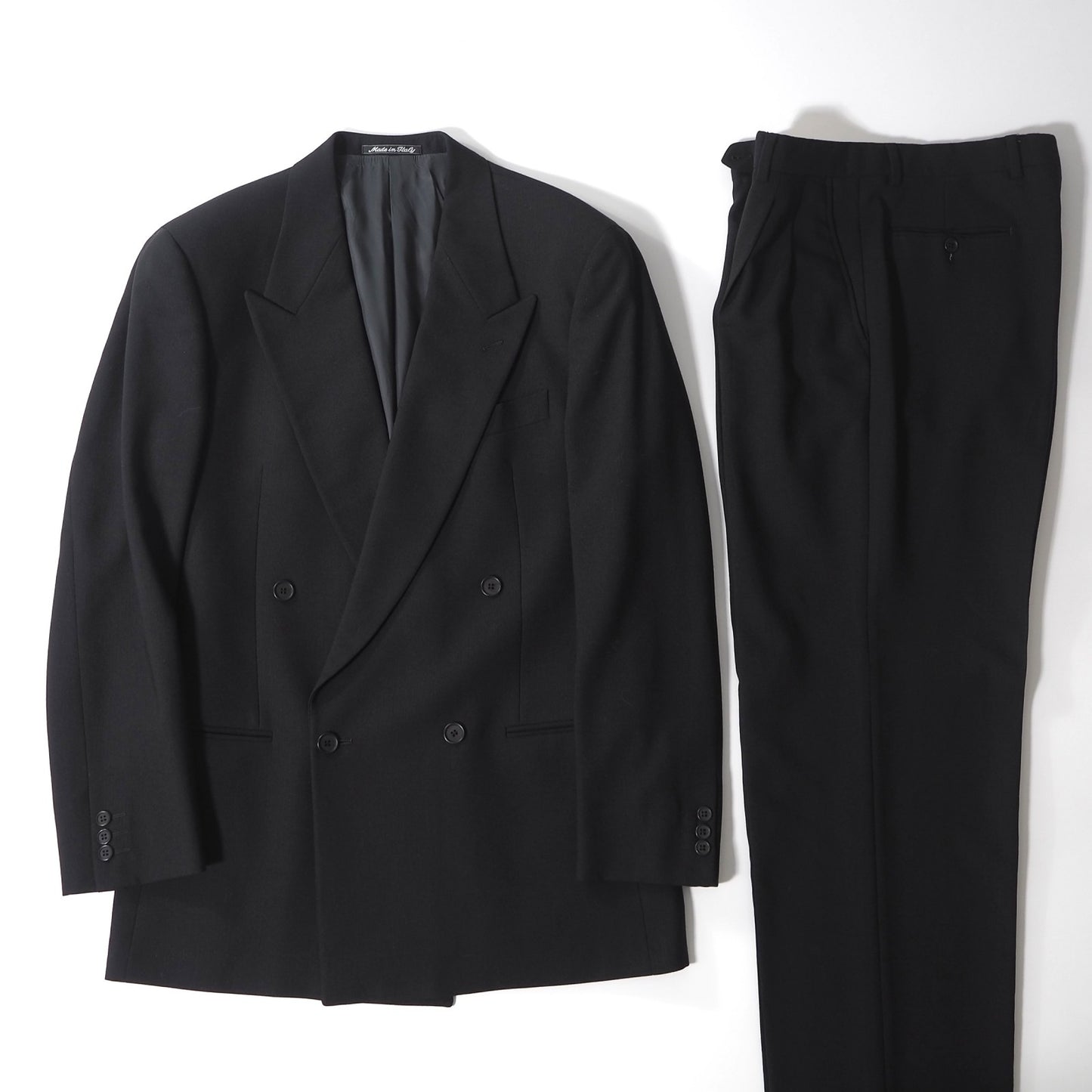ジョルジオアルマーニ GIORGIO ARMANI ダブルブレスト ストレッチ スーツ ジャケット スラックス 48 ブラック メンズ 正規品 6-ZC007
