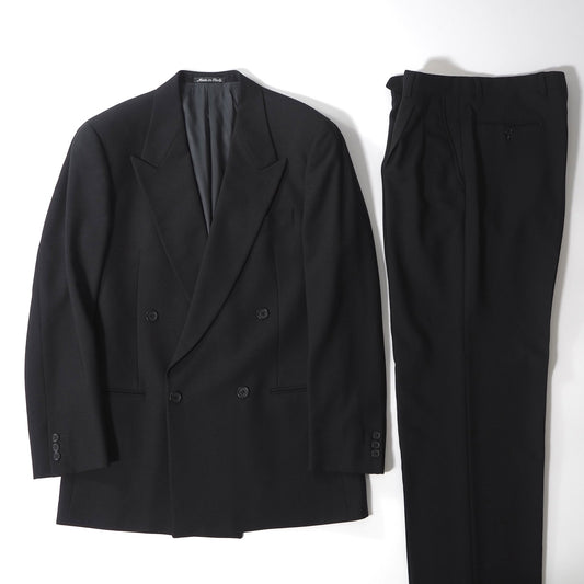 ジョルジオアルマーニ GIORGIO ARMANI ダブルブレスト ストレッチ スーツ ジャケット スラックス 48 ブラック メンズ 正規品 6-ZC007