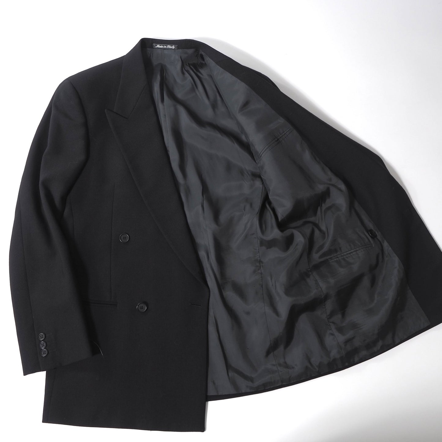 ジョルジオアルマーニ GIORGIO ARMANI ダブルブレスト ストレッチ スーツ ジャケット スラックス 48 ブラック メンズ 正規品 6-ZC007