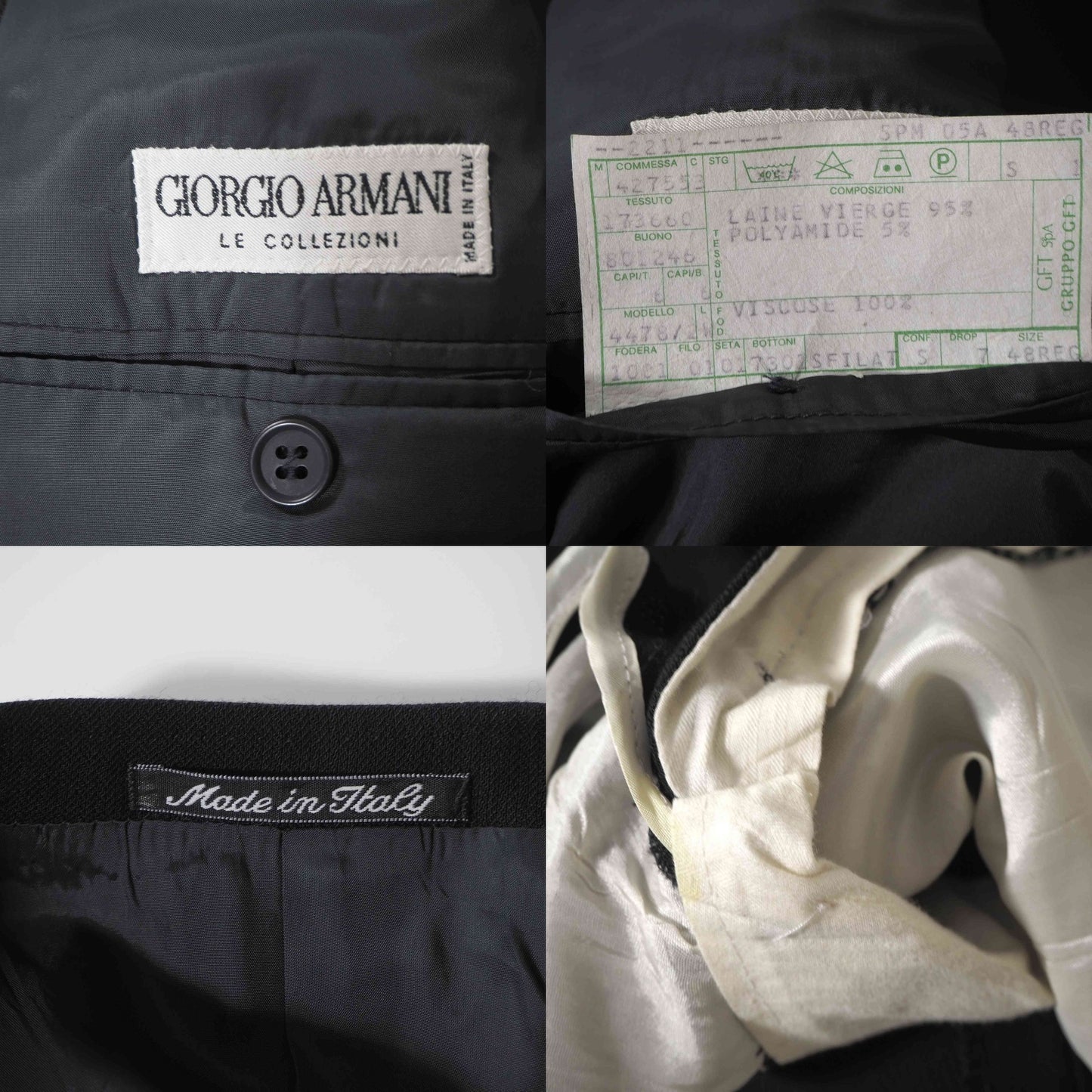ジョルジオアルマーニ GIORGIO ARMANI ダブルブレスト ストレッチ スーツ ジャケット スラックス 48 ブラック メンズ 正規品 6-ZC007