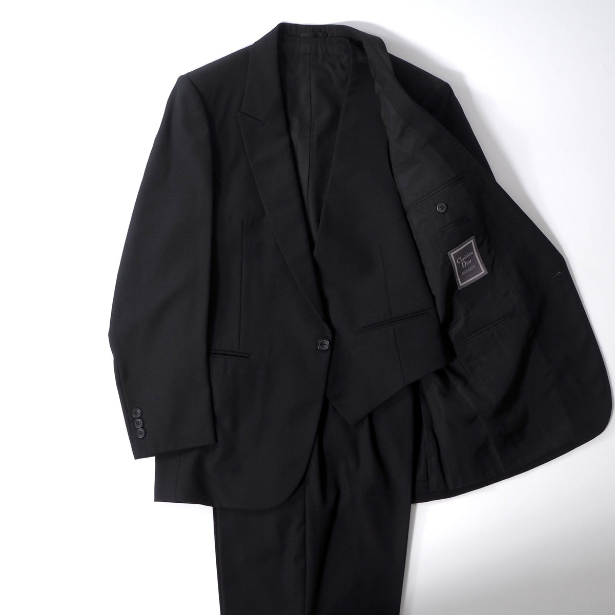美品 クリスチャンディオール Christian Dior MONSIEUR ヴィンテージ 3ピース スーツ 92-80-170 ブラック メンズ 正規品 6-ZC009