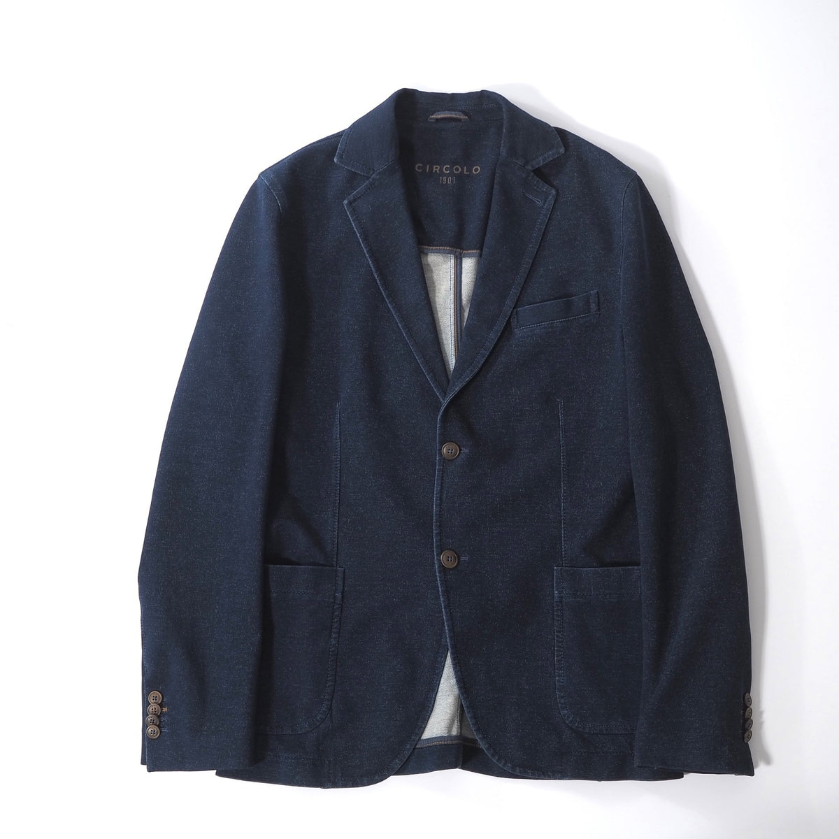 美品 チルコロ CIRCOLO1901 ストレッチ ジャージ ジャケット 48 インディゴ メンズ 正規品 6-ZC014