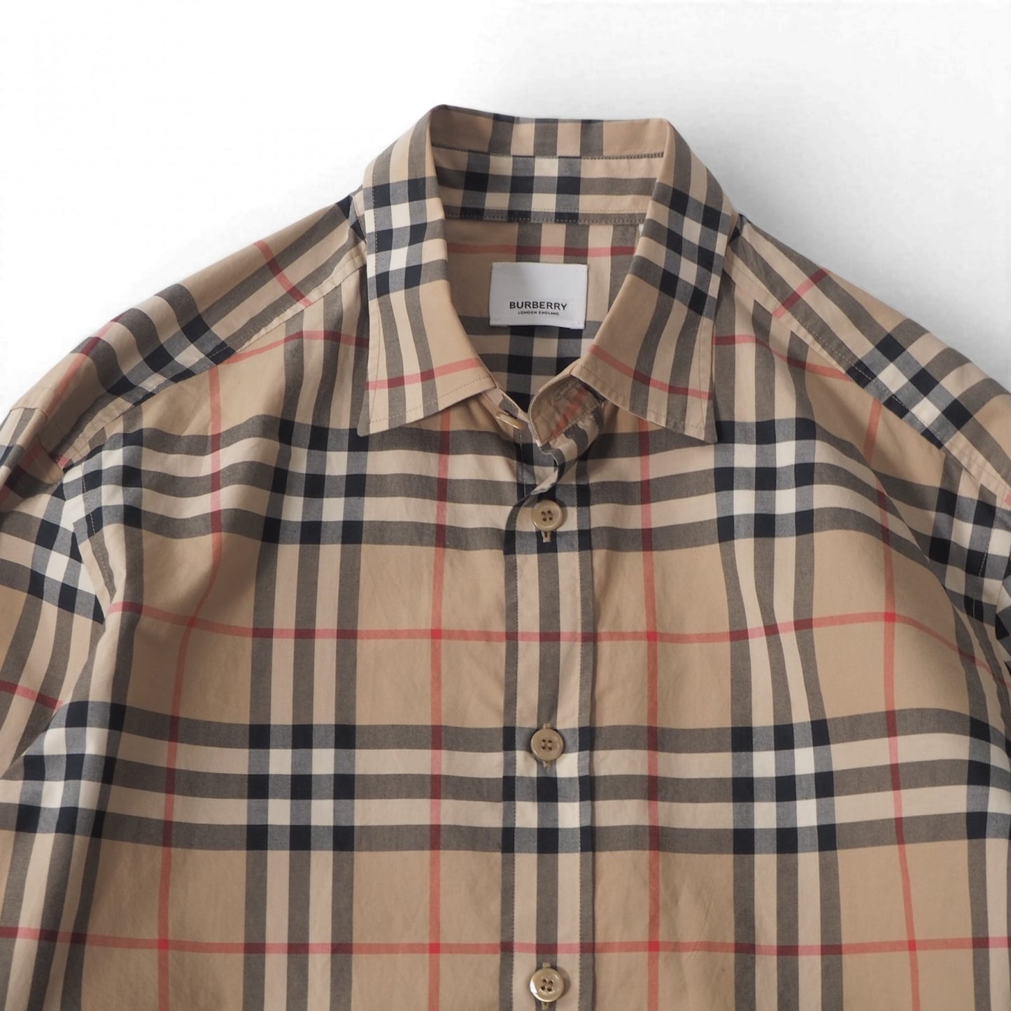 バーバリー BURBERRY ノバチェック 長袖 シャツ M ライトブラウン メンズ 正規品 6-ZD010