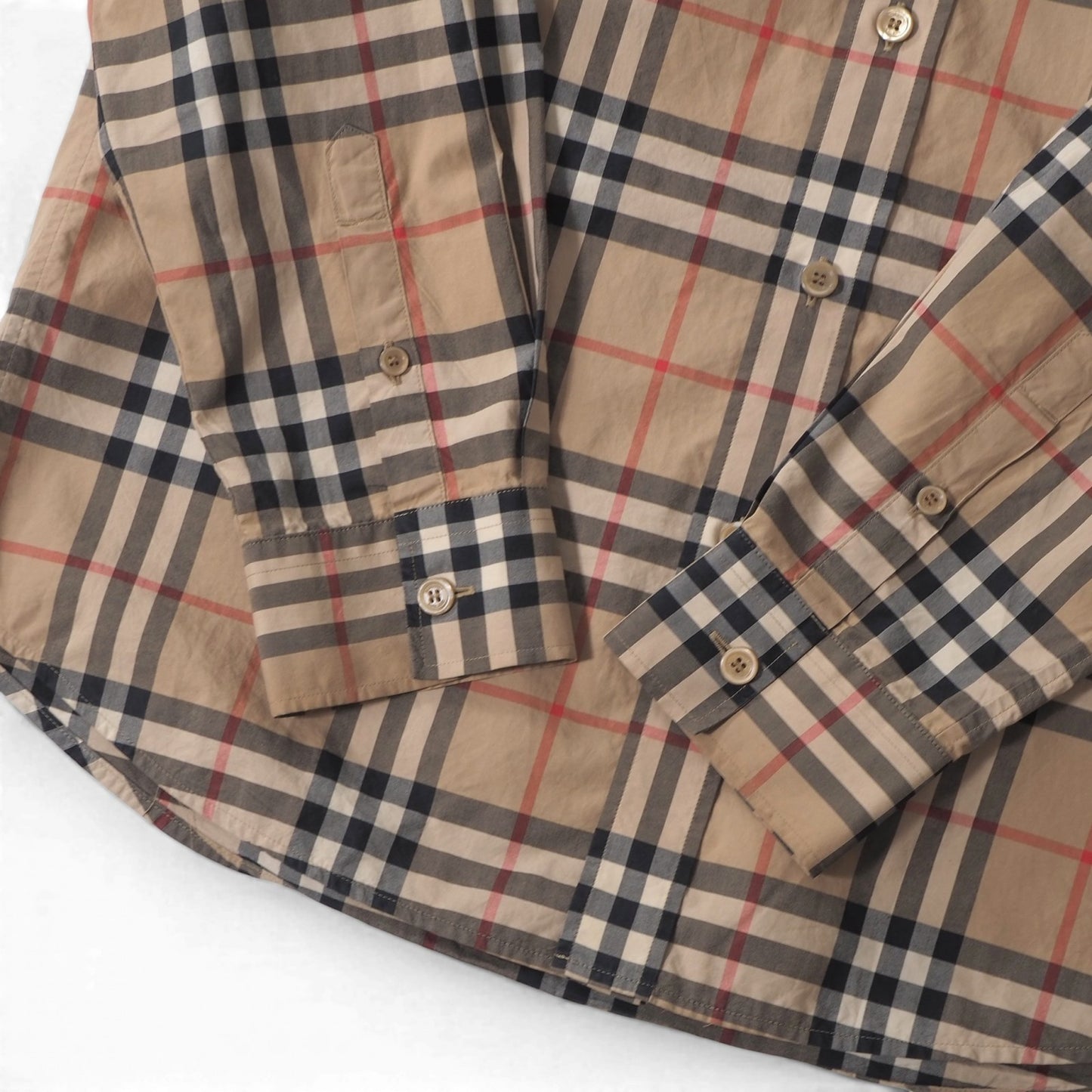 バーバリー BURBERRY ノバチェック 長袖 シャツ M ライトブラウン メンズ 正規品 6-ZD010
